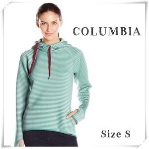 COLUMBIA Castella Strip Peak Fleece Lined Pullover Hoodie in Mint Green Size S
